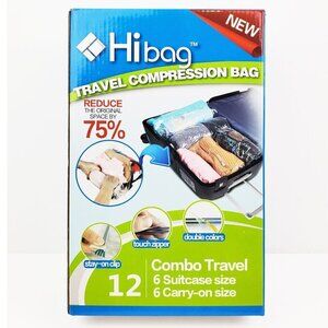HiBag Travel Compress Storage Bags Combo 12 pc. Suitcase Carry-On NIB
